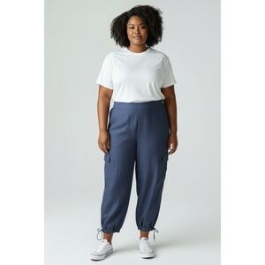 Lyssé Cargo Jogger Pants NWT Indigo Blue 360 Waistband Stretch Utility